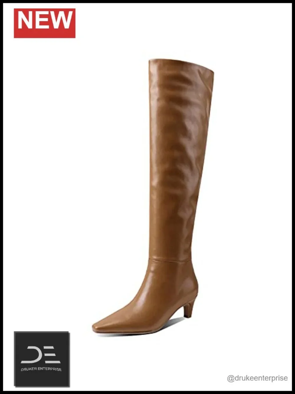 Women's Slouch Over the Knee Kitten Heel Boots Square Toe Synthetic Leather